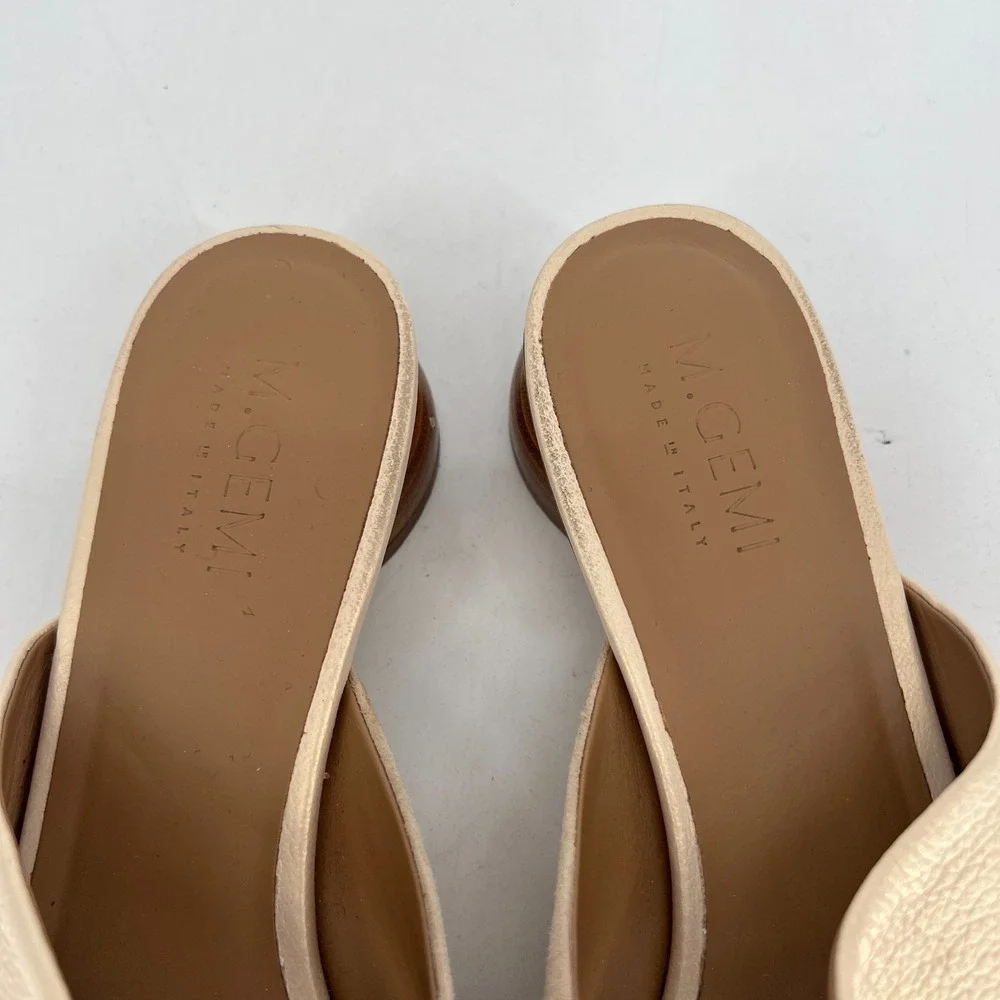 M‎ Gemi Sandal Womens 8.5 / IT 39 Leather Neutral Slides Slip On Classic Simple